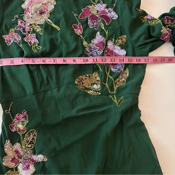 ASOS Green Midi Dress with Pink & Purple Floral Embroidery - Picture 14 of 15